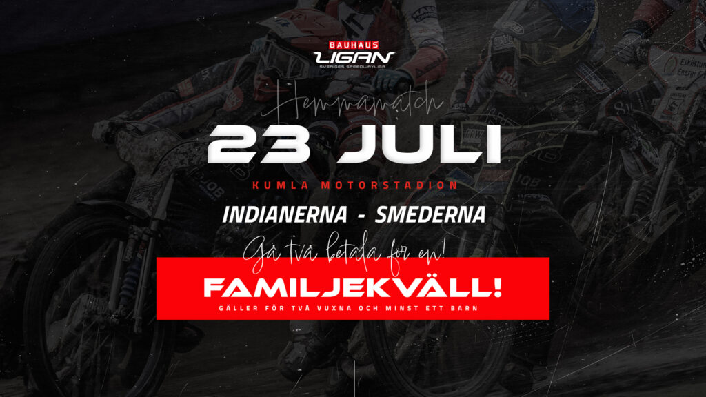 Familjekväll på Kumla Motorstadion — Smederna gästar onsdag 23 juli!